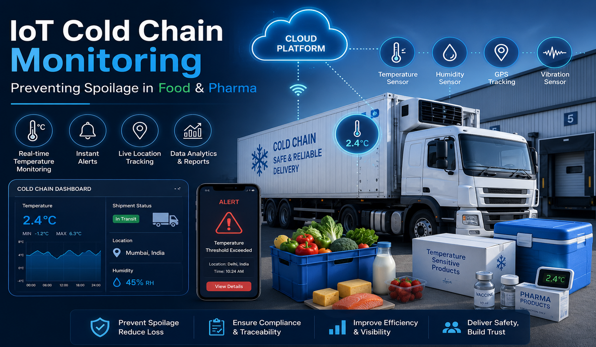 IoT Cold Chain Monitoring : Preventing Spoilage in Food and Pharma