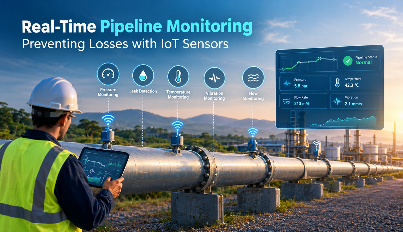 Real-Time Pipeline Monitoring : Preventing Losses with IoT Sensors